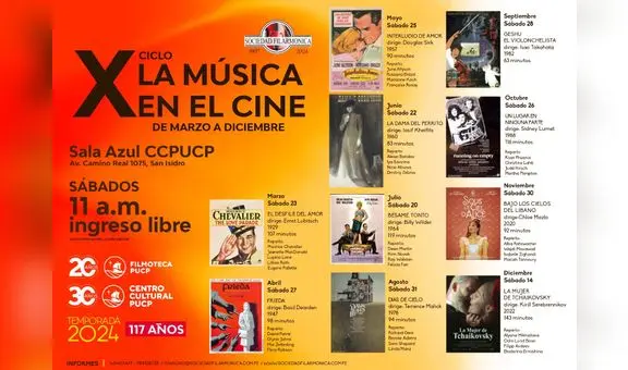 Vuelve el X Ciclo "La Música en el Cine" con entrada gratuita en Lima