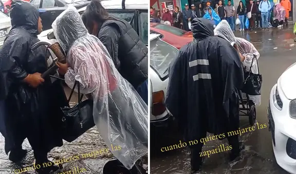 Peruano usó carretilla para transportar a personas durante lluvias y dicen: “Yo sí pagaría”