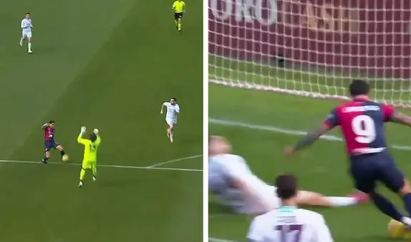 Gianluca Lapadula anotó un golazo para el Cagliari tras sacarse al portero y dejar tirado al defensor