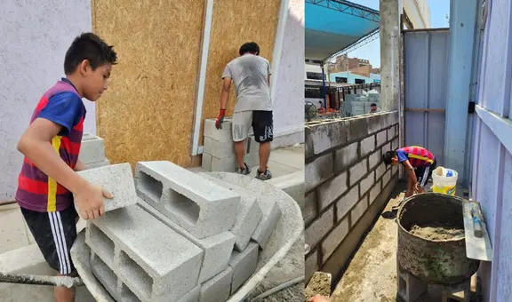 SMP: menor ayuda a su padre en la construcción de colegio a minutos de que inicie el año escolar