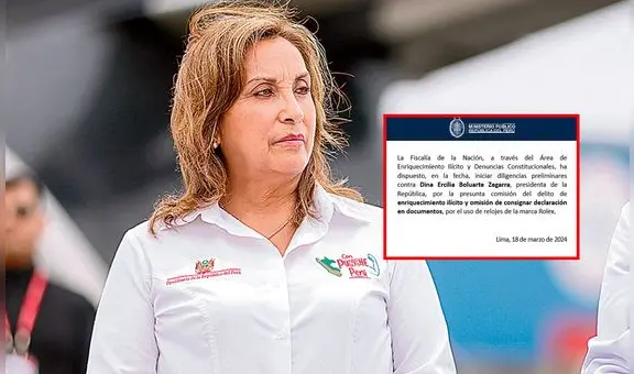 Fiscalía inicia diligencias preliminares contra Dina Boluarte tras adquisición de relojes Rolex