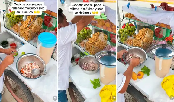 Emprendedor peruano la rompe con venta de ceviche con papa rellena en carretilla: “Hacen antojar”