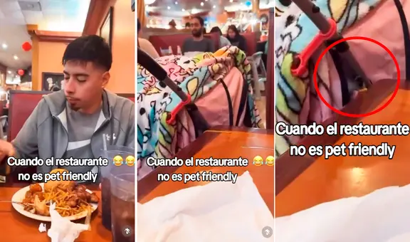 Peruano esconde a perrito en coche de bebé para ingresar a pollería no pet friendly: “'Firu' ni ladra”