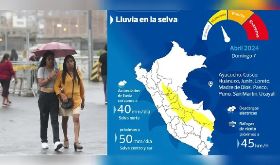 Senamhi advierte lluvias con descargas eléctricas este 7 de abril: estos son los pronósticos por región