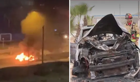 San Miguel: auto se incendia en la Costa Verde tras perseguir a la unidad que lo chocó