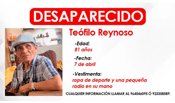 Cañete: adulto mayor con Alzheimer desaparece tras salir a correr y familia pide ayuda