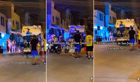 SJL: trabajadores de limpieza pasan por fiesta con orquesta y se ponen a bailar con pegajosa salsa