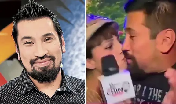 Aldo Miyashiro se luce junto a la actriz Gia Rosalino y ella le roba un beso en programa EN VIVO
