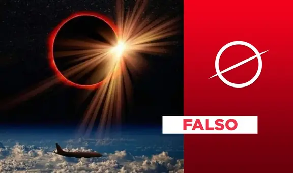 La imagen del avión junto al eclipse solar no es real: es una creación digital