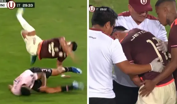 Terrible lesión del 'Tunche': a Rivera se le salió el hombro y salió llorando en el Universitario vs Boys
