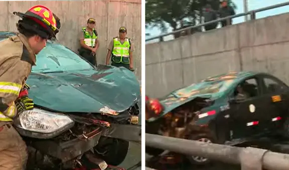 San Isidro: 3 heridos dejó el despiste de un auto en plena vía expresa