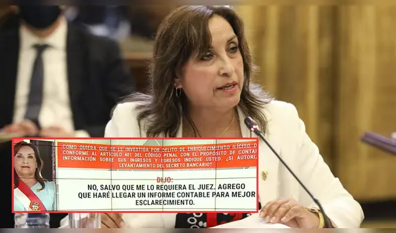 Dina Boluarte se niega al levantamiento de sus cuentas bancarias