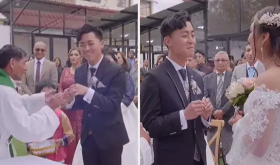 Novio coreano comete blooper durante boda con peruana, y dicen: “Se quería casar con el cura”