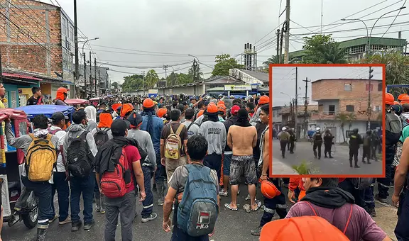 Tensión en Iquitos: policías y manifestantes se enfrentan en medio de protestas por cortes de luz