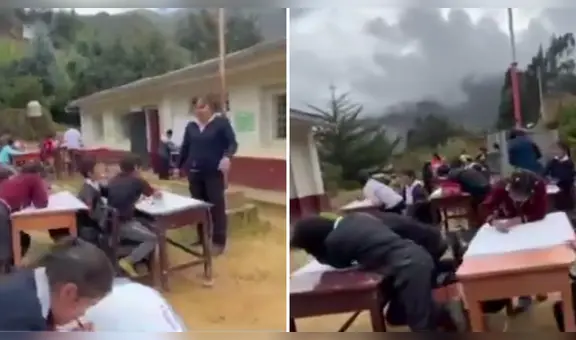 Huánuco: niños reciben clases al aire libre por mal estado de su colegio