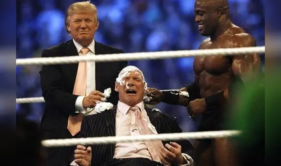 La vez que Donald Trump fue a la WWE, ganó la atrevida apuesta y rapó al legendario Vince McMahon