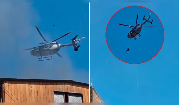 Incendio en Cercado de Lima: helicóptero de apoyo acude a siniestro para salvar a persona atrapada