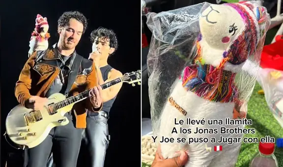 Peruana regaló llamita a los Jonas Brothers y cantantes la mostraron en sus conciertos: “Se fue de gira”
