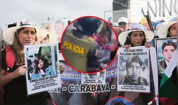 Policía golpea con una vara a familiar de fallecidos durante las protestas contra Dina Boluarte
