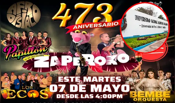 Papilón, Zaperoko y Los Ecos para celebrar a lo grande el 473° aniversario de San Marcos