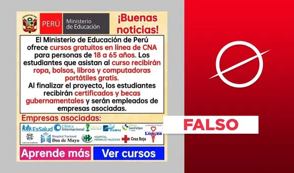 Minedu no ofrece cursos gratuitos con "becas gubernamentales" y "empleos en empresas asociadas"