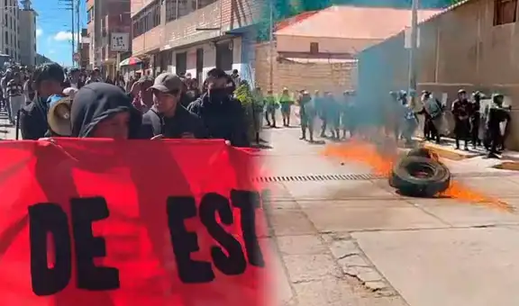Huancavelica: estudiantes se enfrentan con policías en rechazo a ministros y congresistas