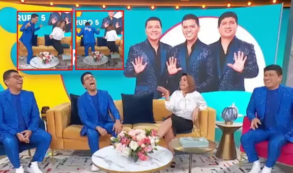 Grupo 5 se presentó en TELEMUNDO y Christian Yaipén puso a bailar a famosa conductora Penélope Menchaca