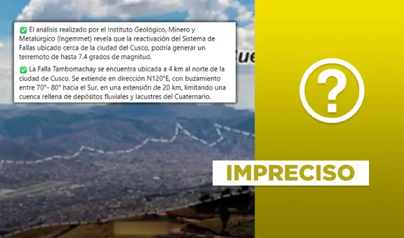 Ingemmet no “reveló” recientemente que falla Tambomachay generaría un terremoto de 7.4 en Cusco