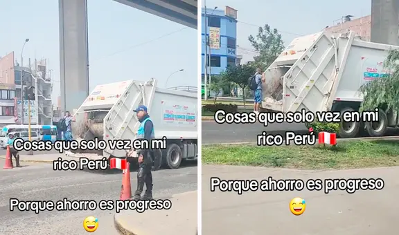 Peruano viaja colgado en camión recolector de SJL para llegar a casa y le dicen: “Ahorro es progreso”