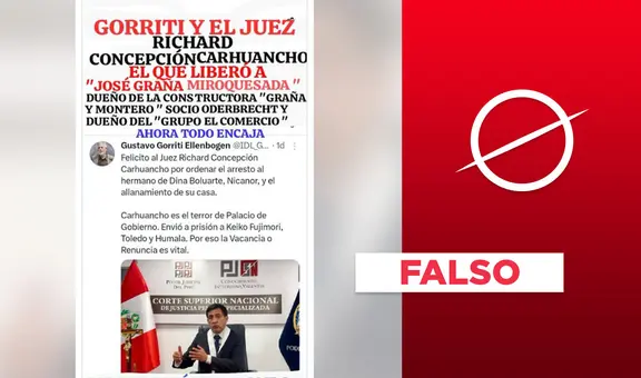 Gustavo Gorriti no felicitó en X a juez Concepción Carhuancho por arresto de Nicanor Boluarte