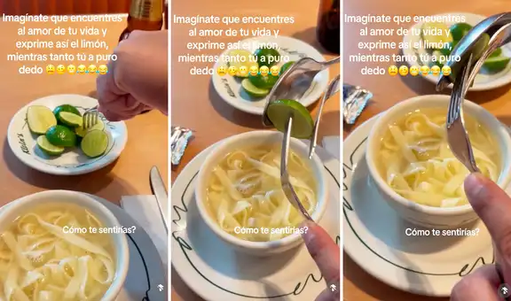 Joven sorprende en restaurante al exprimir limón con ingenioso truco y usuarios bromean: “Y yo con los dedos”