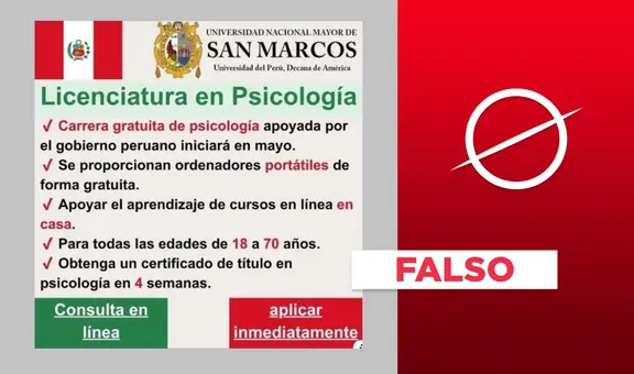 UNMSM no ofrece programas de grado en Psicología con título en 4 semanas