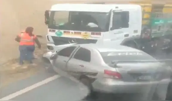 Nuevo accidente en Pasamayo: reportan choque de vehículos y posible fuga de gas en Ancón