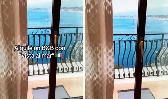 ¡Estafa total! Mujer alquila Airbnb con "vista al mar", pero al llegar descubre una pared pintada del océano