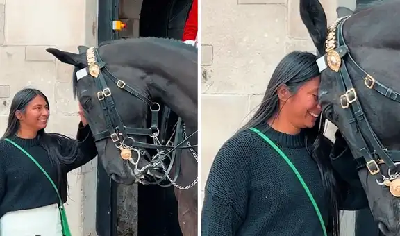Captan conexión instantánea de mujer con caballo de la Guardia Real y dicen: “Se parece a Pocahontas”