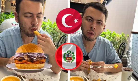 Turco prueba por primera vez pan con chicharrón y se sorprende con el primer bocado: “Es muy rico”