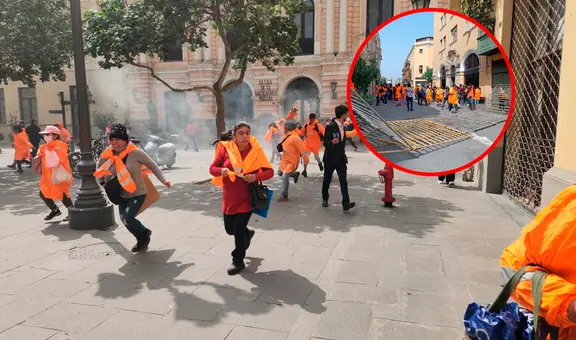 Municipalidad de Lima: lanzan gas lacrimógeno a trabajadoras de limpieza que protestan por despido masivo