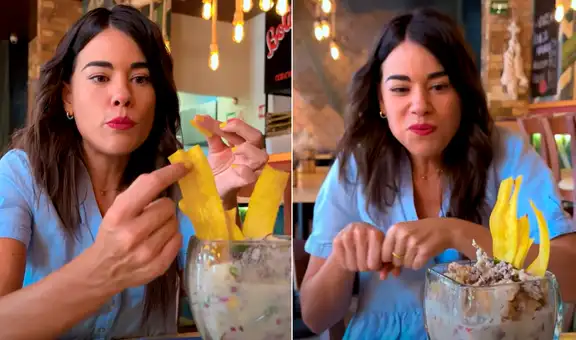 Española prueba leche de tigre en restaurante peruano de Luisito Comunica y reacciona: “La copa de campeones”