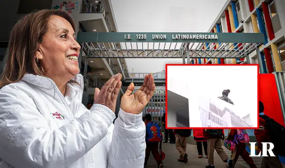 Dina Boluarte asistió rodeada de francotiradores a inaugurar un colegio en La Molina