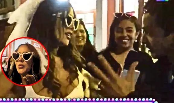 Melissa Paredes tiene peculiar reacción con reportero en su despedida de soltera: "No me puedes sacar en copas"