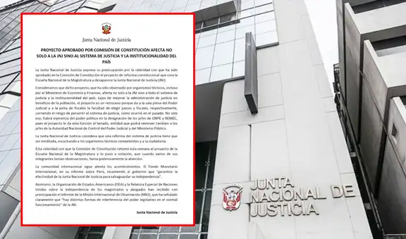 JNJ tras aprobación de predictamen en Constitución: “Afecta a todo el sistema de justicia”