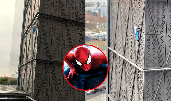 "Hombre Araña", sujeto trepó un edificio de 30 pisos de altura y fue capturado antes de llegar a la cima