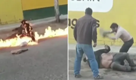 Trujillo: vecinos le prenden fuego a delincuente y lo golpean con piedras tras detenerlo