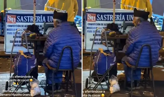 Adulto mayor trabaja como sastre en Gamarra pese al intenso frío: usuarios piden apoyo