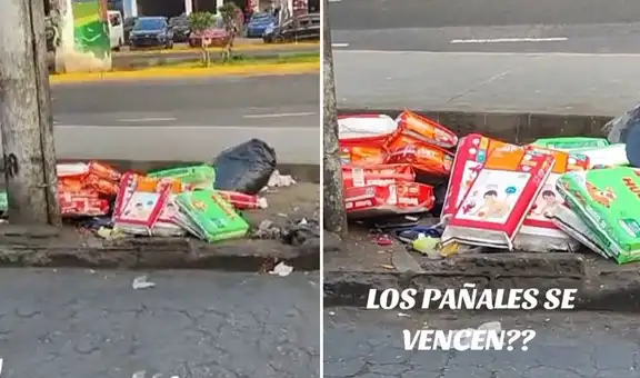Farmacia en Perú botó varios paquetes de pañales a la basura y joven cuestiona: “¿Se vencen?”
