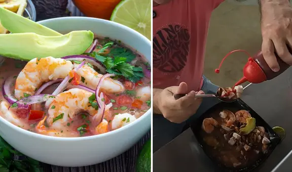 Peruano prueba ceviche ecuatoriano y se asombra al ver que le echan ketchup: "hay que tener la mente abierta"