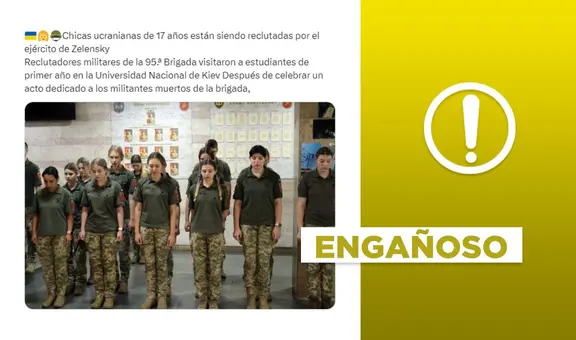 Imagen no expone a "niñas ucranianas de 17 años" reclutadas por el ejército de Zelenski