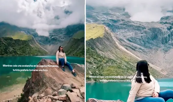 Turista arriesga su vida al decidir tomarse una foto en laguna Humantay del Cusco pese a caída de avalancha