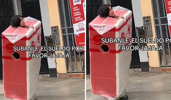Peruana es viral al bailar con traje de colchón y usuarios piden: “Súbanle el sueldo”
