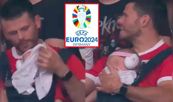 Padre no quiso perderse la Eurocopa, lleva a su bebé al estadio y en redes le aplauden: “Papá responsable”